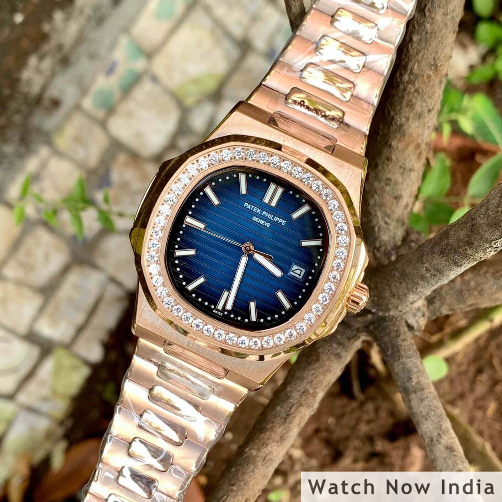 Patek philippe nautilus shop gold blue dial