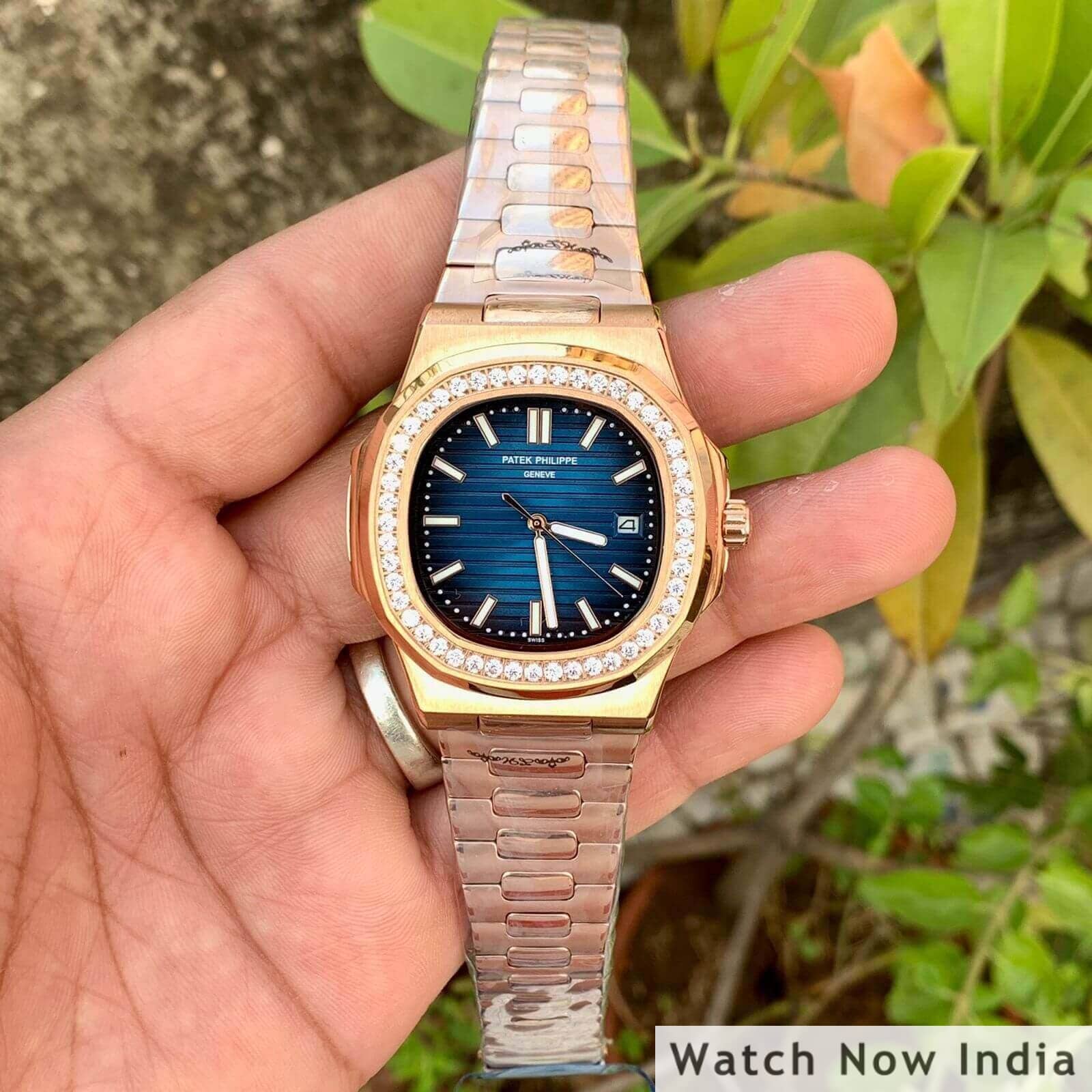 Patek Philippe Nautilus Blue dial with Diamond Bazel First Copy