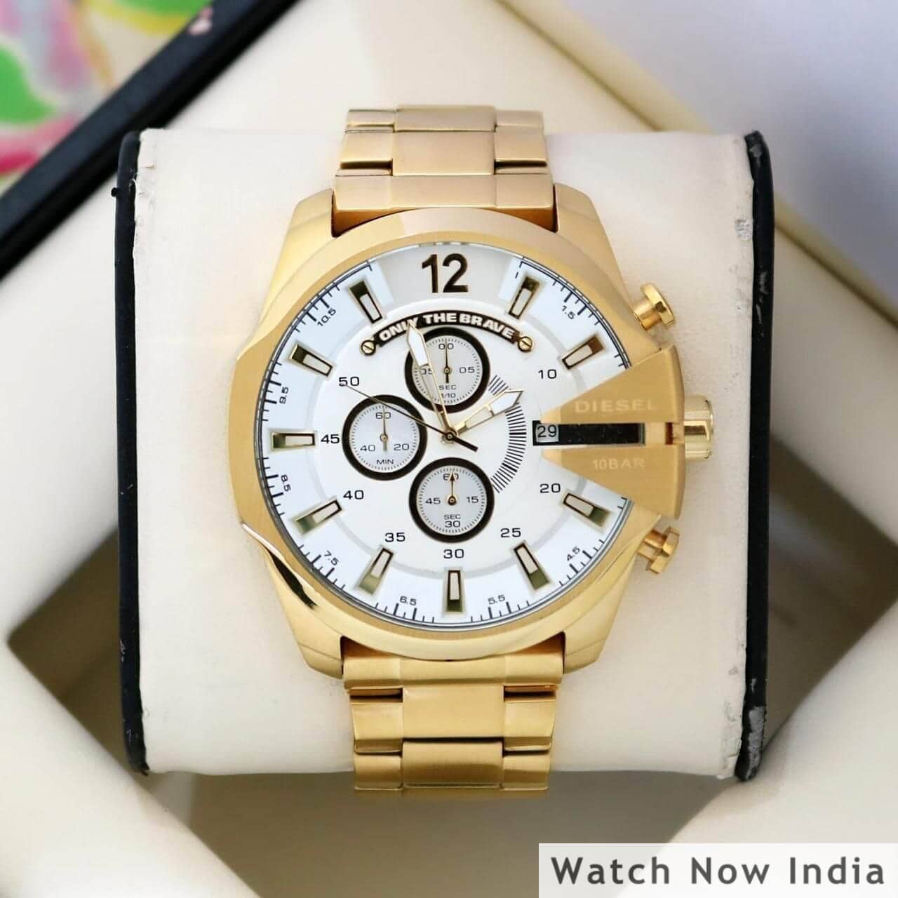 Diesel 10 Bar Golden with White Dial First Copy Price in India